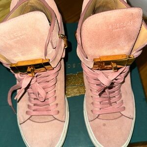 Buscemi Women's Blush Pink Sneakers with Gold Accents